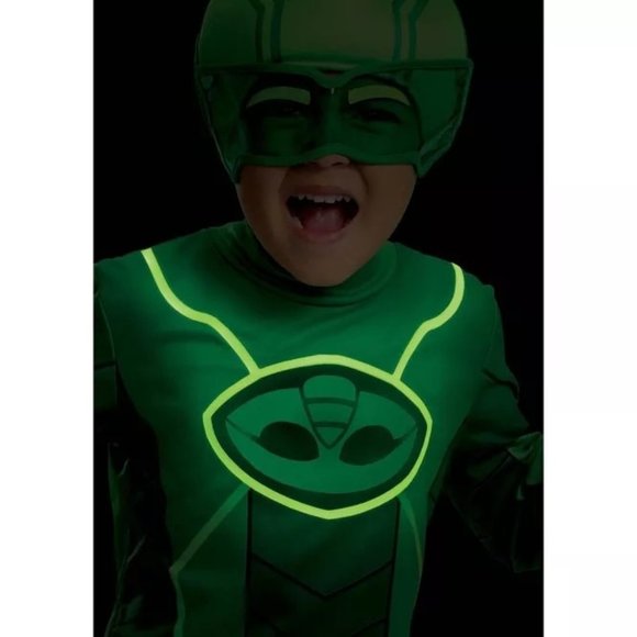 PJ Masks NWT Gekko Classic Halloween Costume Jumpsuit with Headpiece 3-4T - Picture 2 of 8